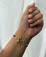 Regal Kundan Blue Evil Eye Personalised Adjustable Band rakhi