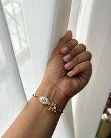 Dark Blue Serene Evil Eye Kundan Personalised Adjustable Band rakhi