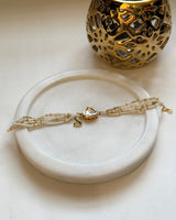 Personalised Golden Pearl Polki Charm Rakhi/Bracelet