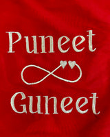 Red Personalised infinity Karwachauth square thali cover