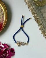 Regal Kundan Blue Evil Eye Personalised Adjustable Band rakhi