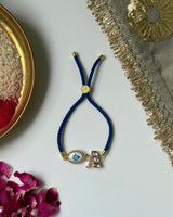 Dark Blue Serene Evil Eye Kundan Personalised Adjustable Band rakhi